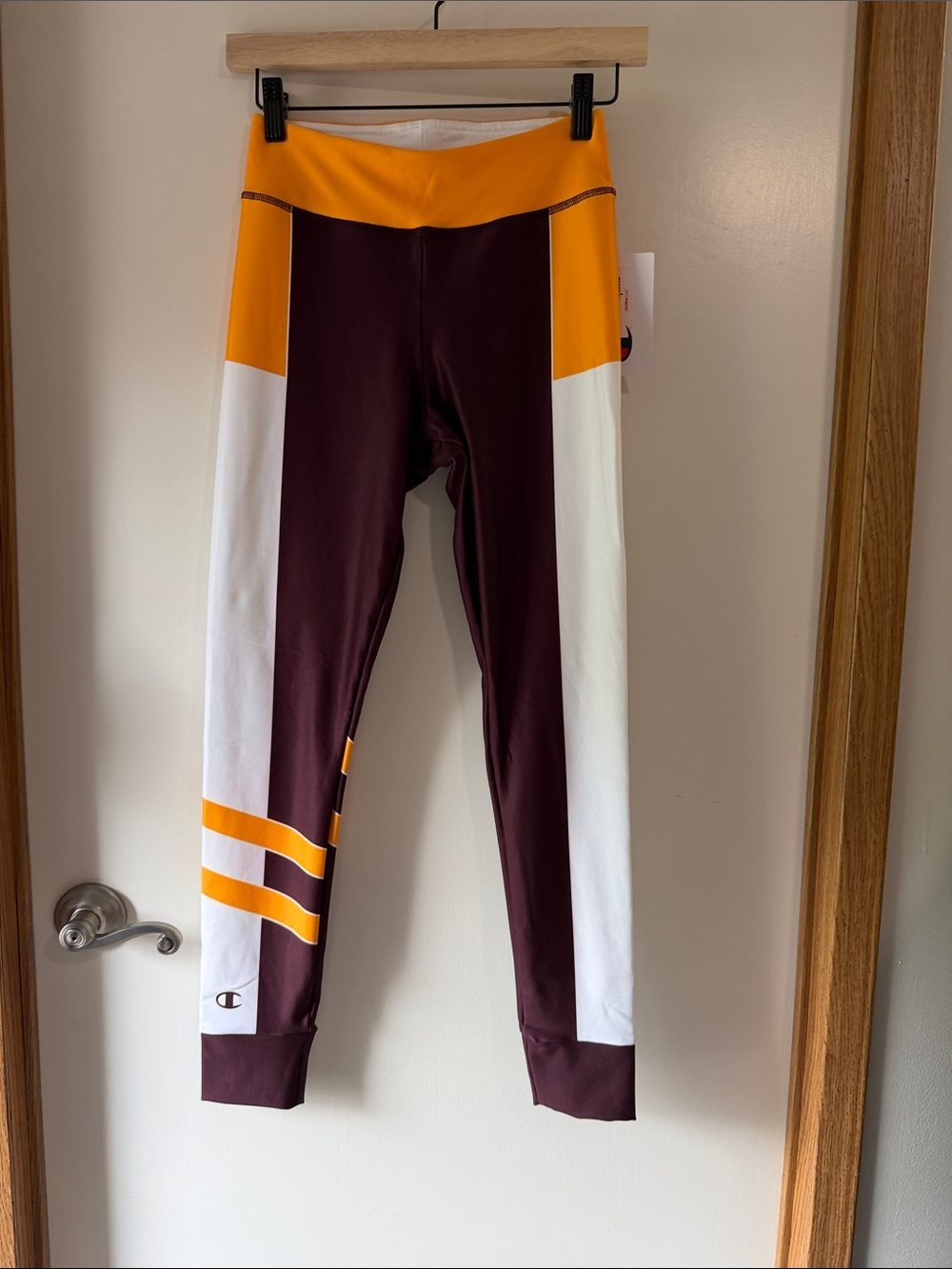 Champion Girls' Maroon, White & Orange Colorblock Leggings
